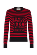 Pull rayé à col rond 1968 Raye noir/rouge vue de face