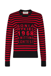 Striped round neck sweater 1968 Black/red front view