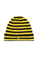 Bonnet laine Poor Boy rayé femme Raye noir/moutarde vue de face