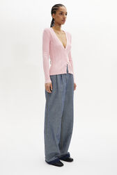 Long-Sleeved V-Neck Cardigan Pink details view 1