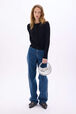 Black viscose cardigan Black front worn view