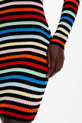 Women Square Neck Short Dress Multico striped details view 2