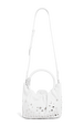 Mini tote bag in leather White front view