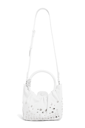 Mini cabas en cuir Blanc vue de face