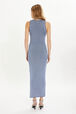 Robe débardeur longue à côtes Bleu vue portée de dos