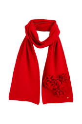 Écharpe laine fleur en relief femme Rouge vue de dos