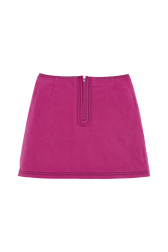 Mini Skirt Tailored Denim Fuchsia Fuchsia back view