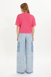 Short-sleeved jumper Pink back worn view