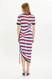 Short-sleeved striped dress Pink back worn view