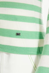 Pull rayé col asymétrique à manches longues Rayures anis/blanc vue de détail 1