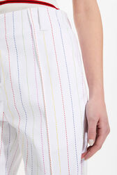 Pantalon droit canvas de coton femme Blanc vue de détail 2