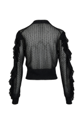 Long-Sleeved Pussybow Blouse Black back view