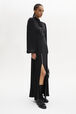 Satin Pussybow Maxi Dress Black details view 1