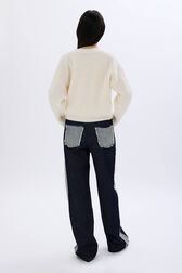 Cardigan torsadé en laine Ecru vue portée de dos