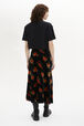 Jacquard Velvet Asymmetric Midi Skirt Orange back worn view