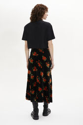 Jupe midi asymétrique en jacquard de velours Orange vue portée de dos