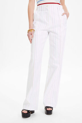 Women Cotton Canvas Straight-Leg Trousers White details view 1