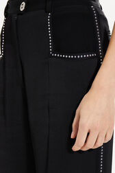 Piaf trousers in satin-backed crepe with rhinestone detailing Black details view 1