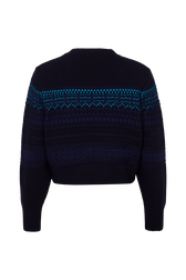 Long-Sleeved Crew-Neck Jumper Blue back view