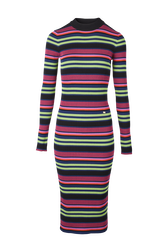 Women Multicolor Striped Maxi Dress Multico black striped front view