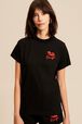 Women Mouth Print T-shirt Black front worn view