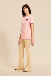 Women Mouth Print T-shirt Pink front worn view
