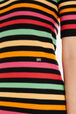 Striped short-sleeved mini dress with asymmetric collar Multico striped details view 2