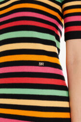Striped short-sleeved mini dress with asymmetric collar Multico striped details view 2