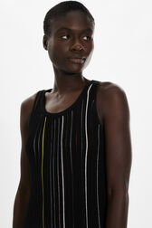 Women Pleated Tank Top Black front view