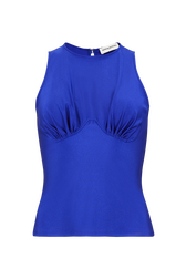 Sleeveless jersey top Royal blue front view