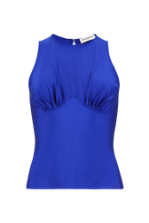 Sleeveless jersey top Royal blue front view