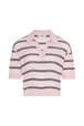 Women Multicolor Striped Polo Baby pink front view