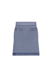 Jupe mini mariniere en coton mélangé Raye blanc / bleu vue de face