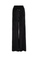 Wide-leg velvet trousers Black front view