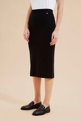 Women Cotton Midi Skirt Black details view 1