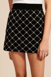Jupe courte jacquard SR femme Noir vue de détail 2