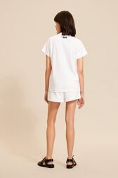 Women Mouth Print T-shirt White back worn view