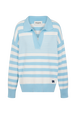 Striped cotton sailor sweater White/skyblue stripe front view