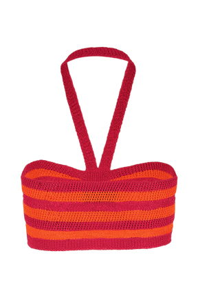 Bandeau rayures ajourées femme Raye fuchsia/corail vue de dos