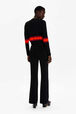 Women Colourful Stripes Wide Viscose Cardigan Black back worn view