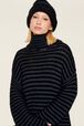 Robe courte col roulé lurex femme Raye noir/bleu vue de détail 6