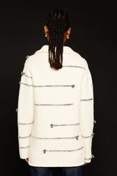 Veste laine intarsia charms femme Ecru vue portée de dos