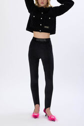 High-waisted velvet stirrup pants Black details view 1