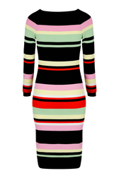 Women Multicolor Striped Maxi Dress Black back view