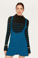 Women Sleeveless Milano Short Dress Prussian blue front worn view