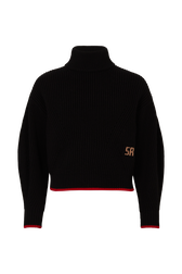 Turtleneck Jumper With Curved Long Sleeves Black front view