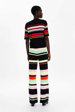 Pantalon à jambes larges femme Noir vue portée de dos