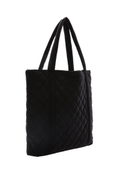 Quilted velvet tote bag Black back view