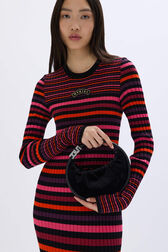 Domino mini velvet bag Black front worn view