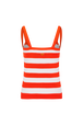 Ribbed striped top with straps Tangerine/white stripe back view